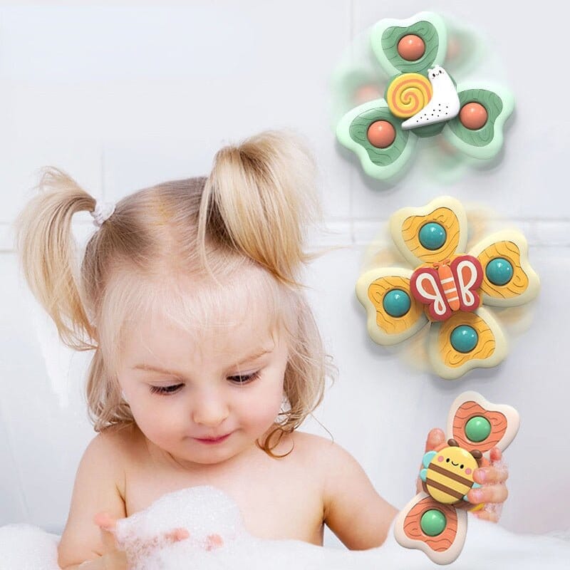 3-Piece Baby Bath Toy Set with Spinner Rattles