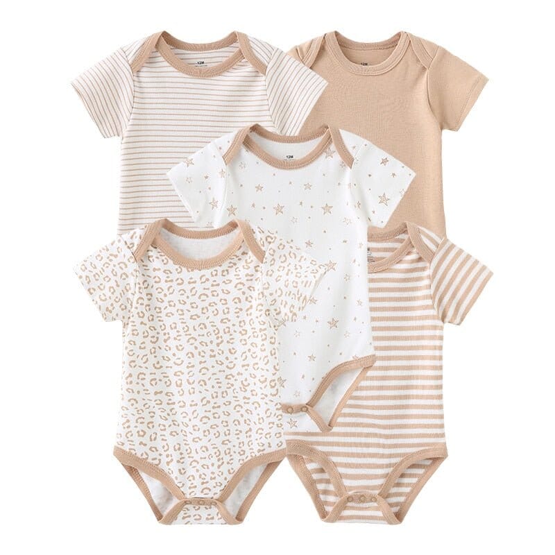 5-Piece Cartoon Print Baby Girl Bodysuit Set