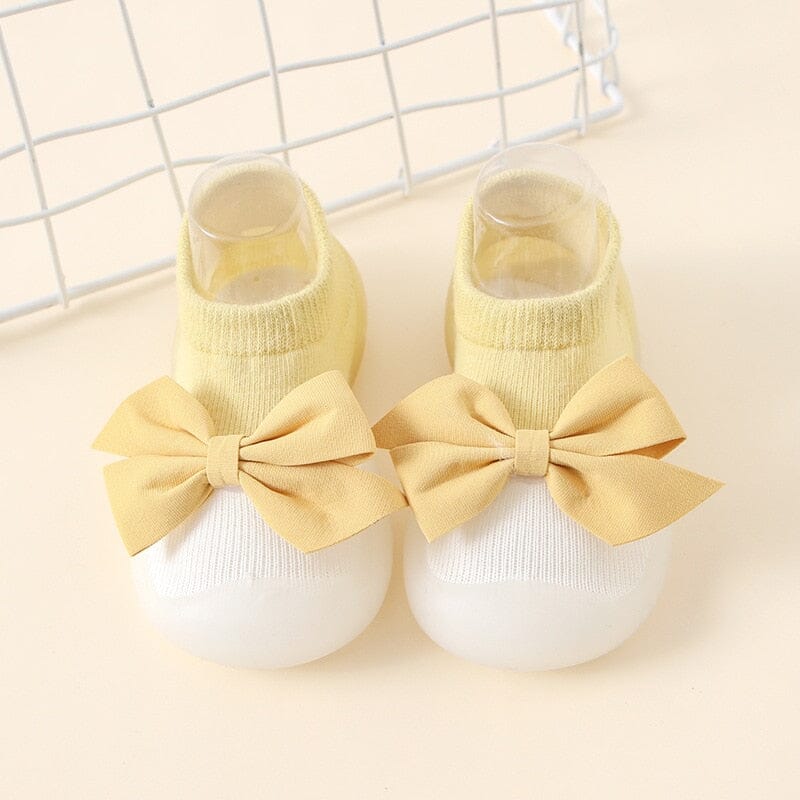 Bow-Adorned Baby Sock Shoes