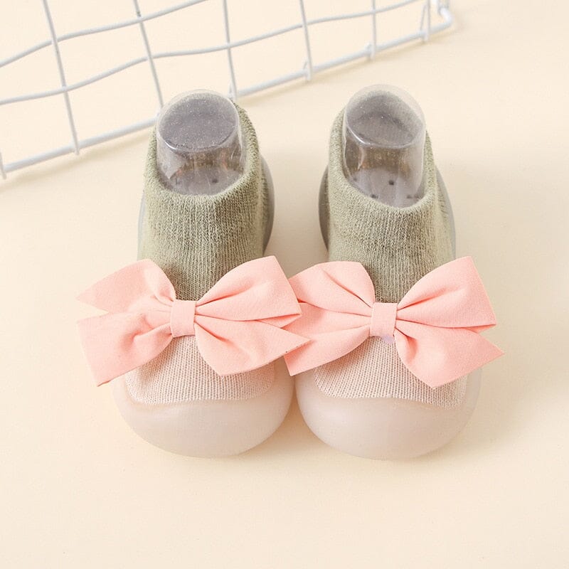 Bow-Adorned Baby Sock Shoes